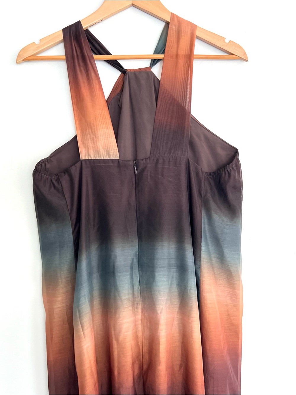 BANANA REPUBLIC Block Multicolor Haltered Sleeveless Cocktail Maxi Dress Sz 12 - Picture 8 of 16